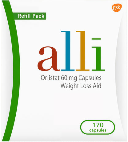 alli Weight Loss Diet Pills, Orlistat 60mg Capsules, Non Prescription WeightLoss Aid