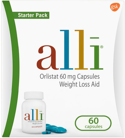 alli Weight Loss Diet Pills, Orlistat 60mg Capsules, Non Prescription WeightLoss Aid